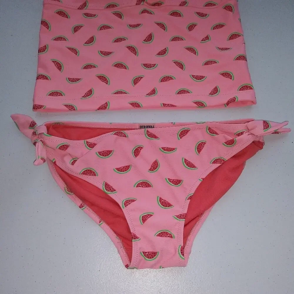 Old Navy Girls OLX Twist Front Watermelon Print 2 Piece Swimsuit Size XL